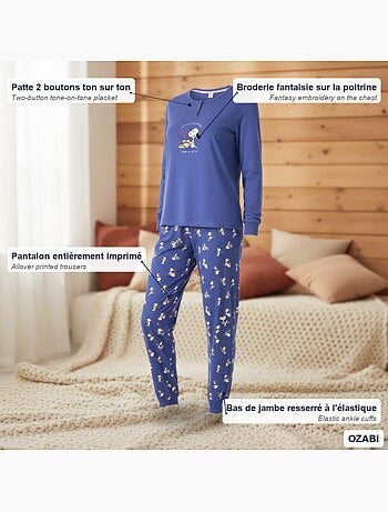 Conjunto pijama mulher leve bordado estampado fantasia ozabi