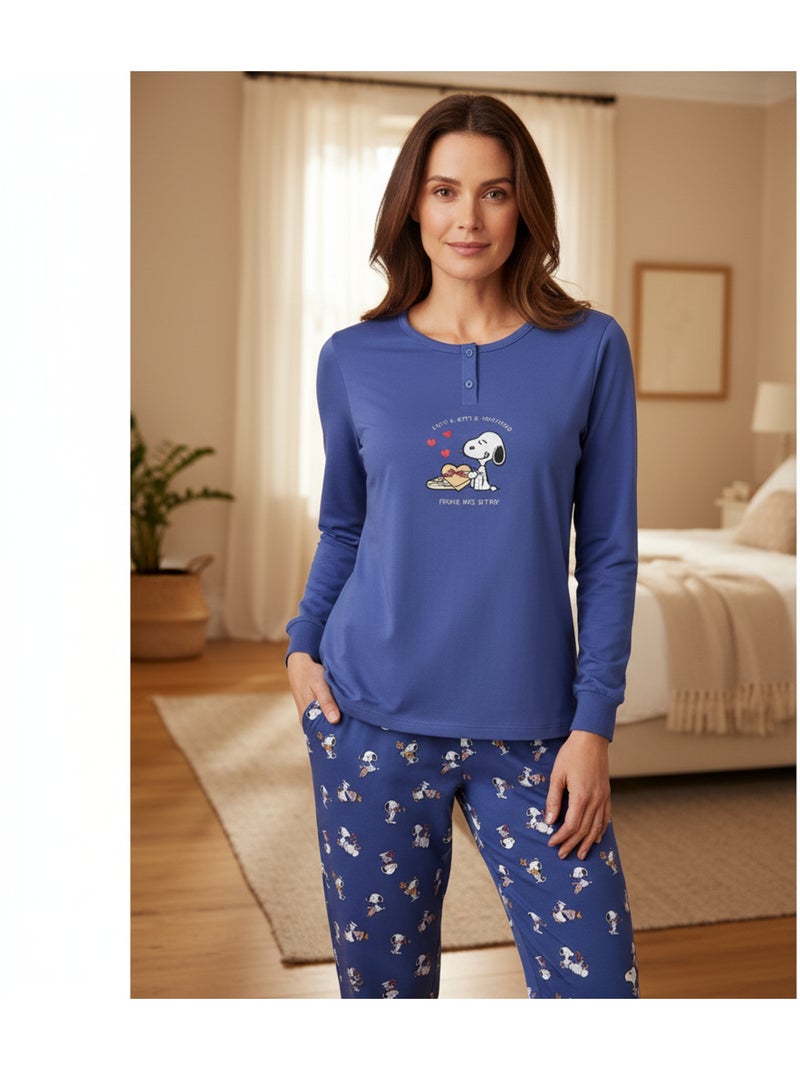 Conjunto pijama mulher leve bordado estampado fantasia ozabi Azul - Kiabi
