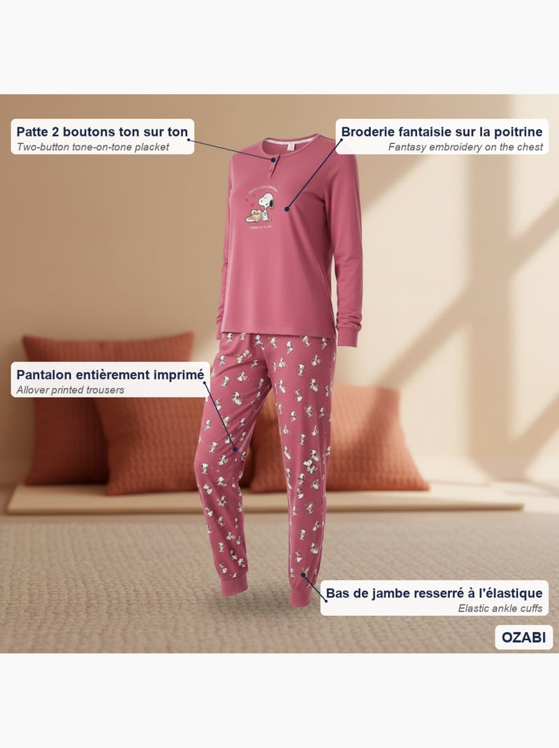 Conjunto pijama mulher leve bordado estampado fantasia ozabi Rosa - Kiabi