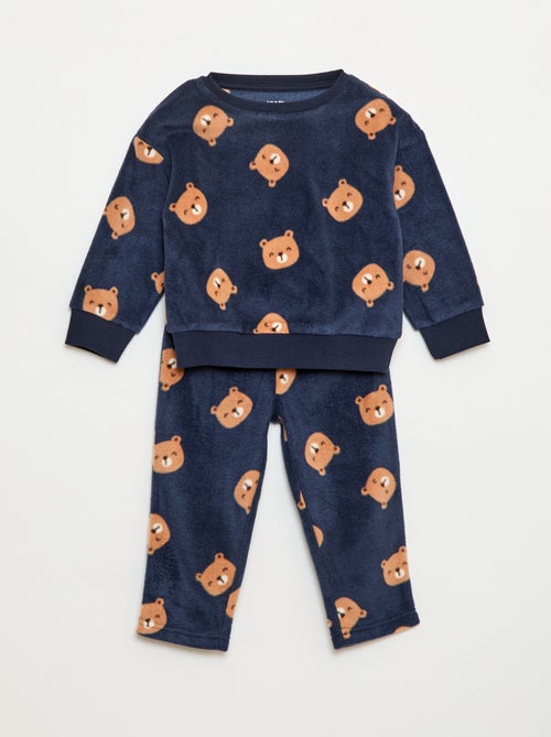 Conjunto pijama parte de cima + calças de polar - Kiabi