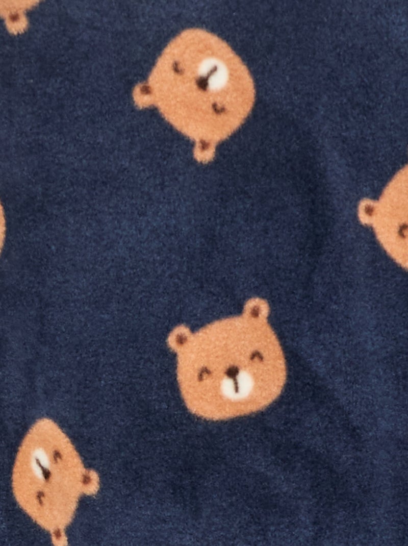 Conjunto pijama parte de cima + calças de polar Azul - Kiabi