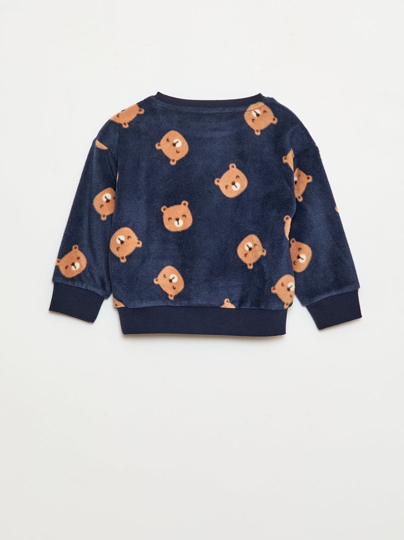 Conjunto pijama parte de cima + calças de polar Azul - Kiabi