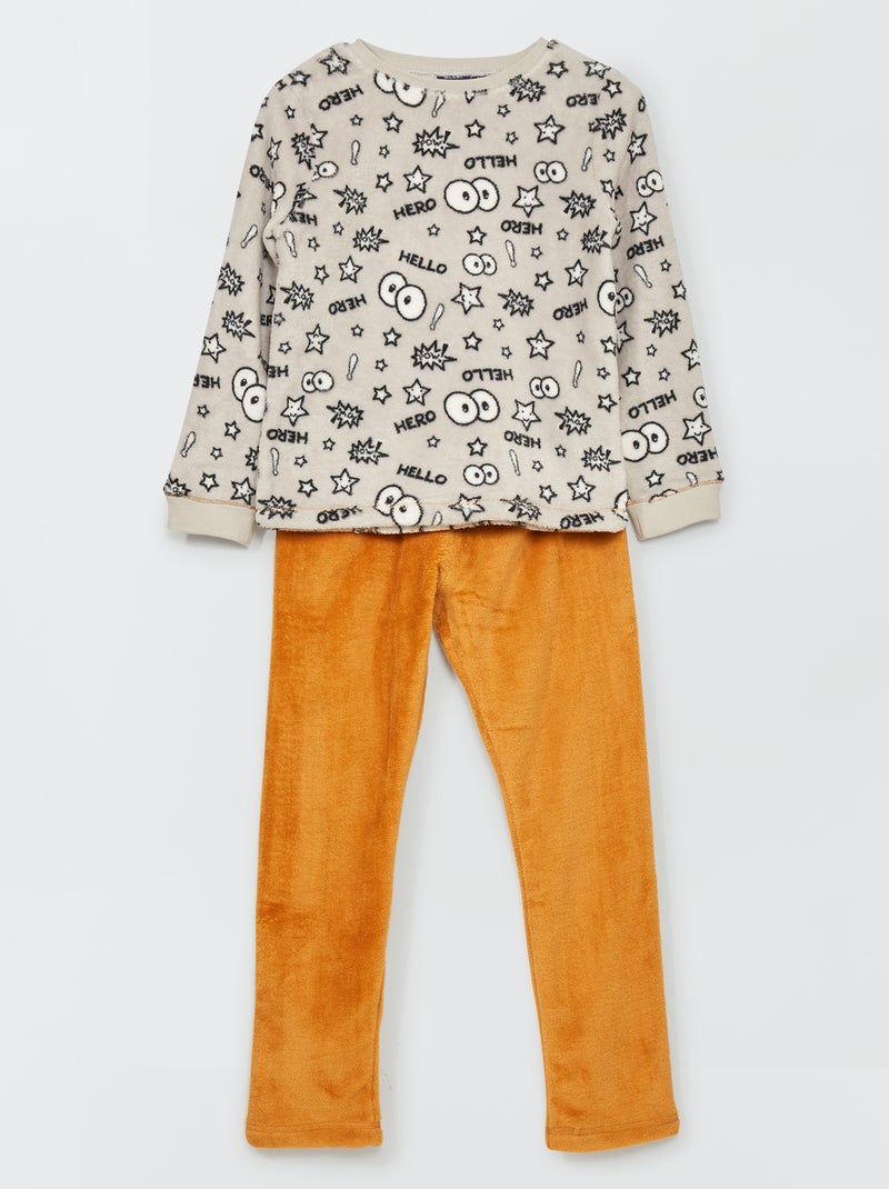 Conjunto pijama polar Cinza/ Amarelo - Kiabi