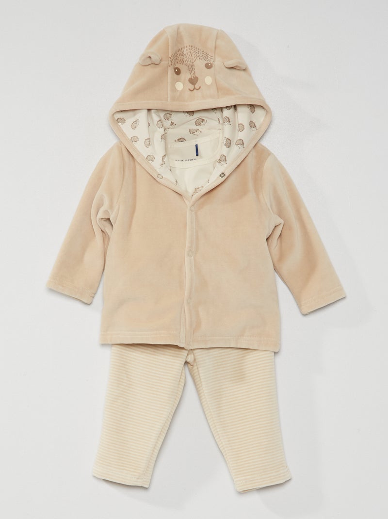 Conjunto pijama quente - 3 peças bege - Kiabi