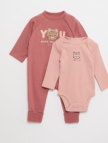 Conjunto body e pijama em fleece quente