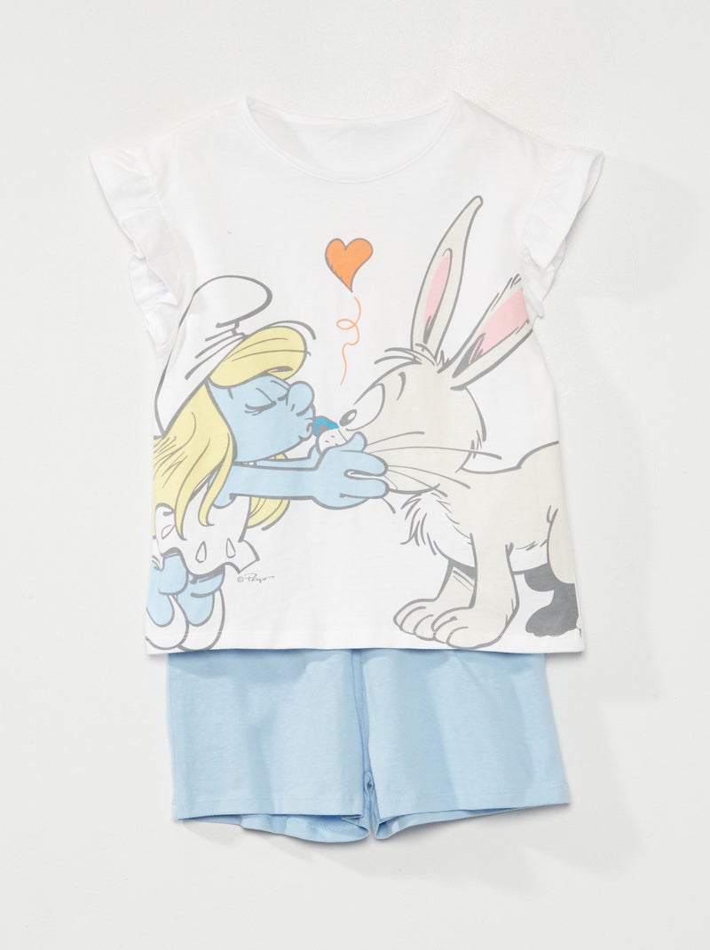 Conjunto pijama 'Smurf' Branco/ Azul - Kiabi