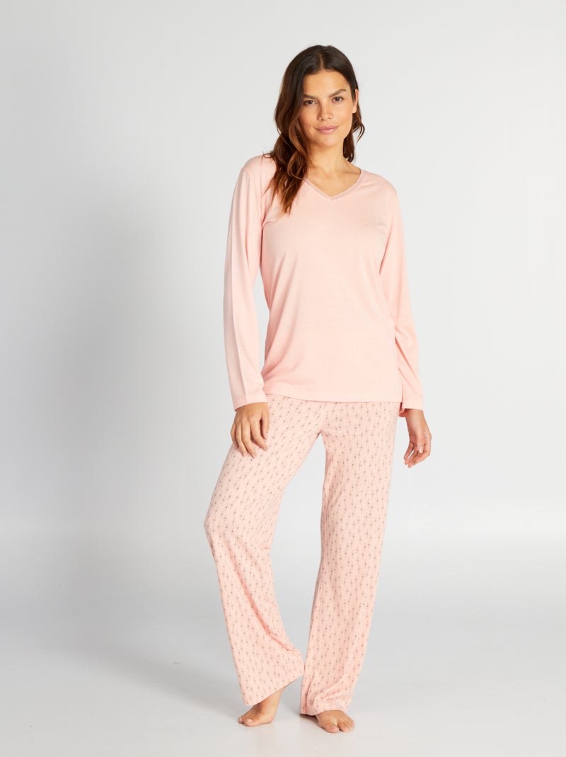Conjunto pijama t-shirt + calças - 2 peças ROSA - Kiabi