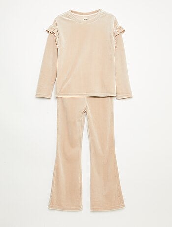 Conjunto pijama t-shirt + calças de veludo - 2 peças