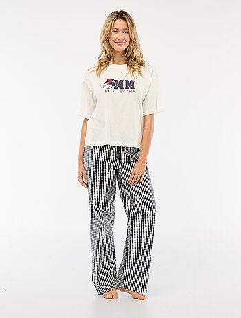 Conjunto pijama t-shirt + calças em popelina 'Angel' - 2 peças