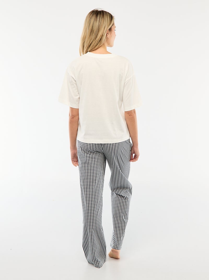Conjunto pijama t-shirt + calças em popelina 'Angel' - 2 peças Azul - Kiabi