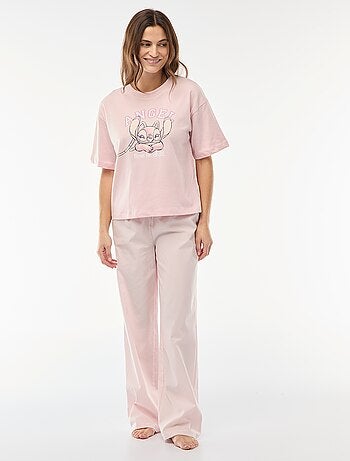Conjunto pijama t-shirt + calças em popelina 'Angel' - 2 peças