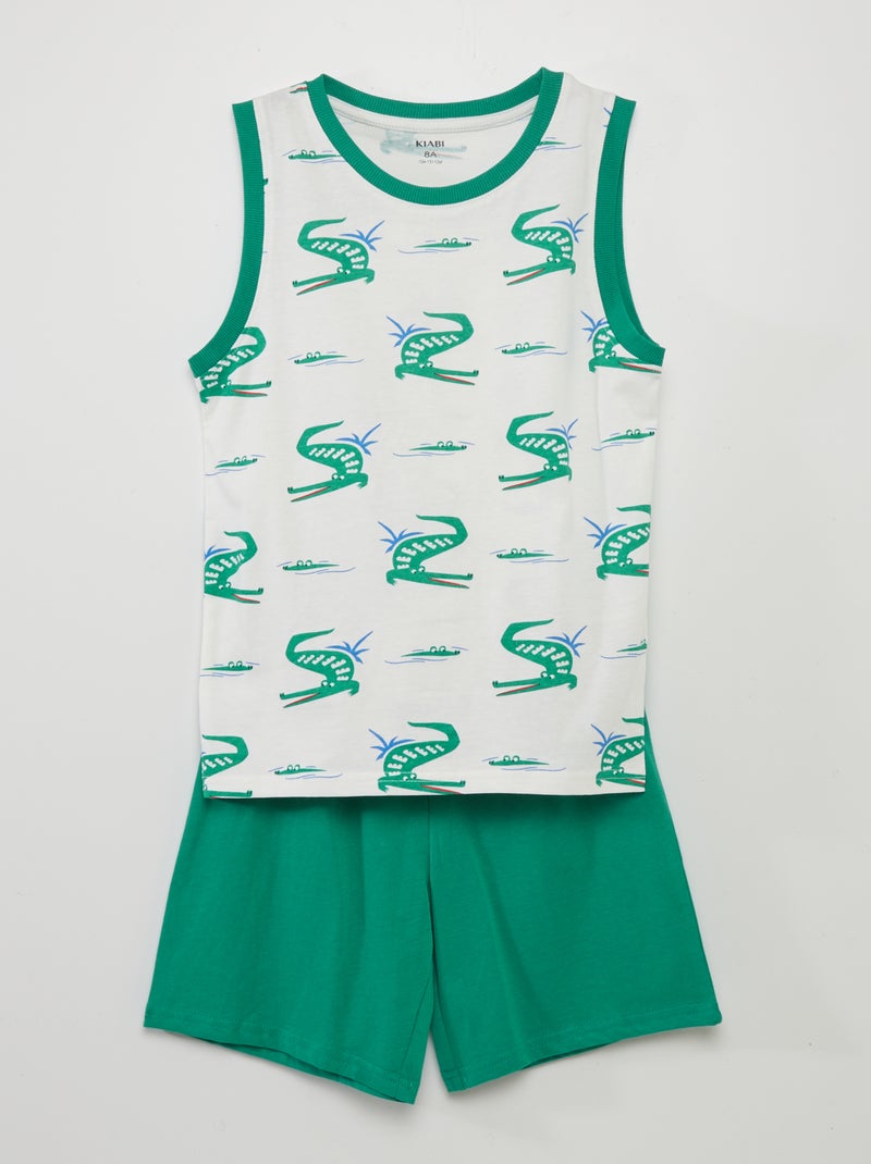 Conjunto pijama t-shirt + calções 'crocodilo' BRANCO - Kiabi