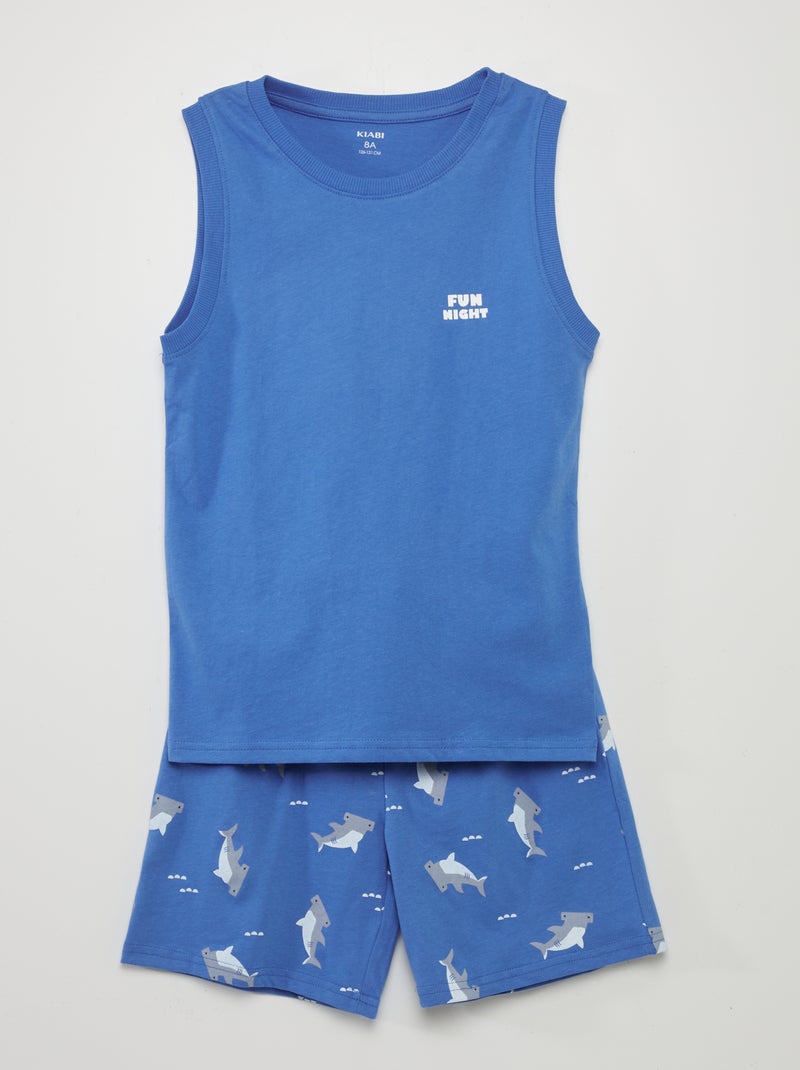 Conjunto pijama t-shirt + calções 'tubarão' AZUL - Kiabi