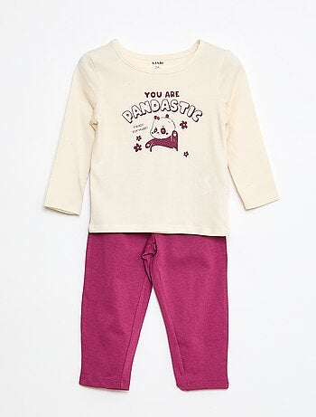 Conjunto pijama t-shirt + leggings com estampado - 2 peças