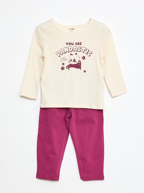 Conjunto pijama t-shirt + legging estampado - 2 peças - Kiabi