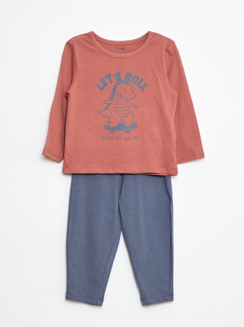 Conjunto pijama t-shirt + leggings com estampado - 2 peças - Kiabi