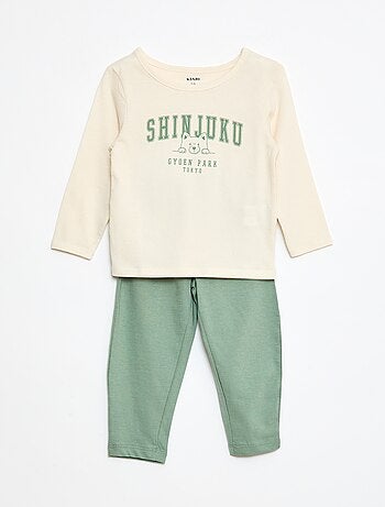 Conjunto pijama t-shirt + leggings com estampado - 2 peças