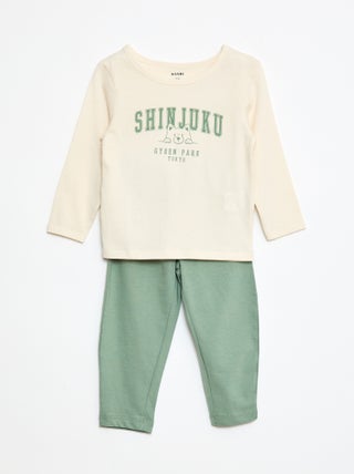 Conjunto pijama t-shirt + leggings estampado - 2 peças