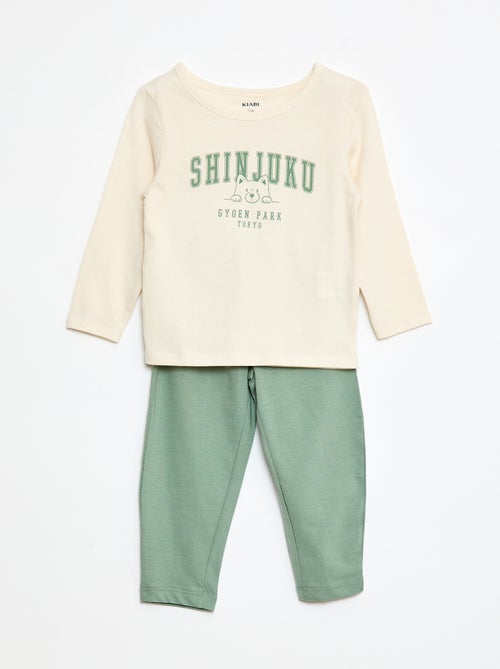 Conjunto pijama t-shirt + leggings estampado - 2 peças - Kiabi