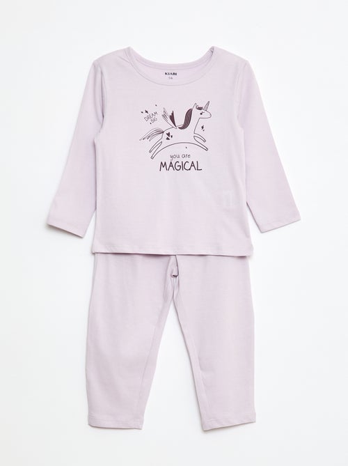 Conjunto pijama t-shirt + leggings estampado - 2 peças - Kiabi