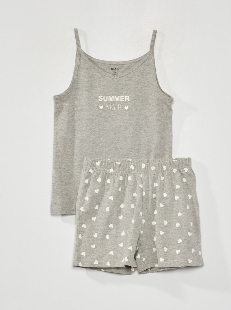 Conjunto pijama top + calções - 2 peças CINZA - Kiabi