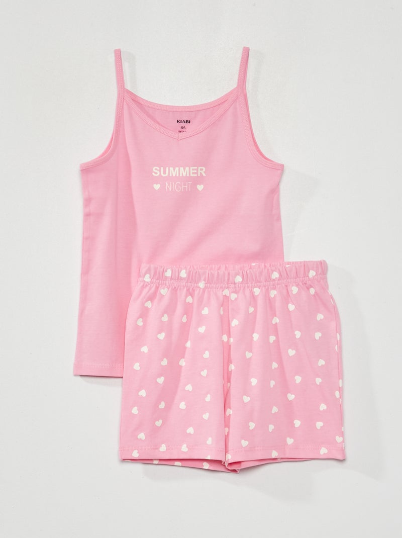Conjunto pijama top + calções - 2 peças LARANJA - Kiabi