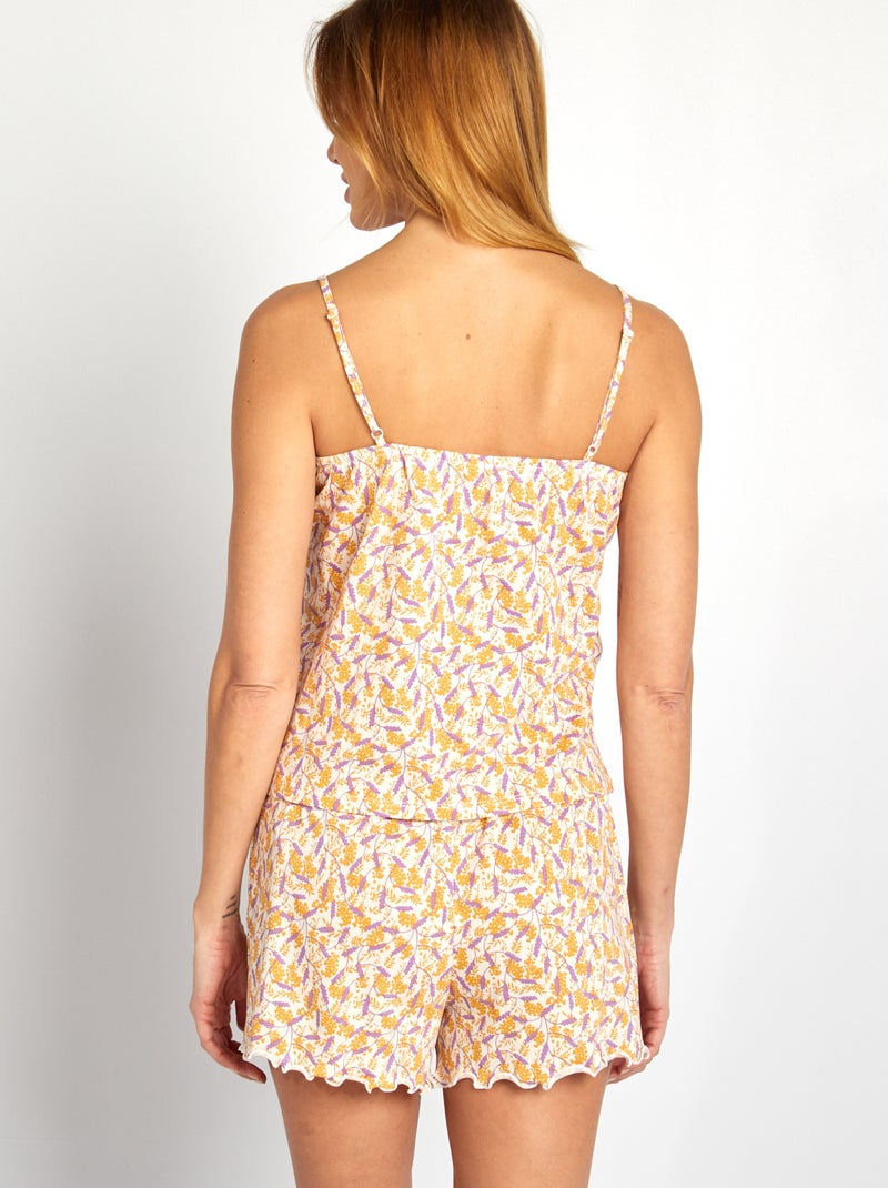 Conjunto pijama top + calções em algodão - 2 peças BRANCO - Kiabi