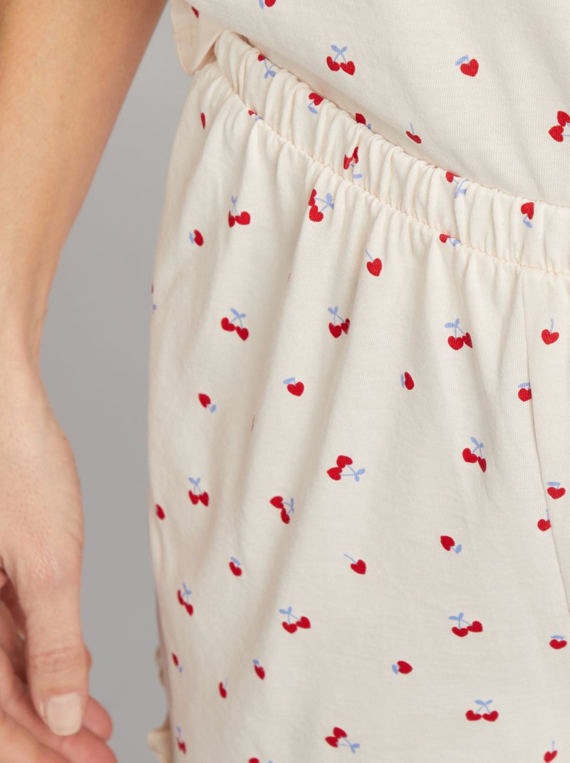 Conjunto pijama top + calções em algodão - 2 peças ROSA - Kiabi