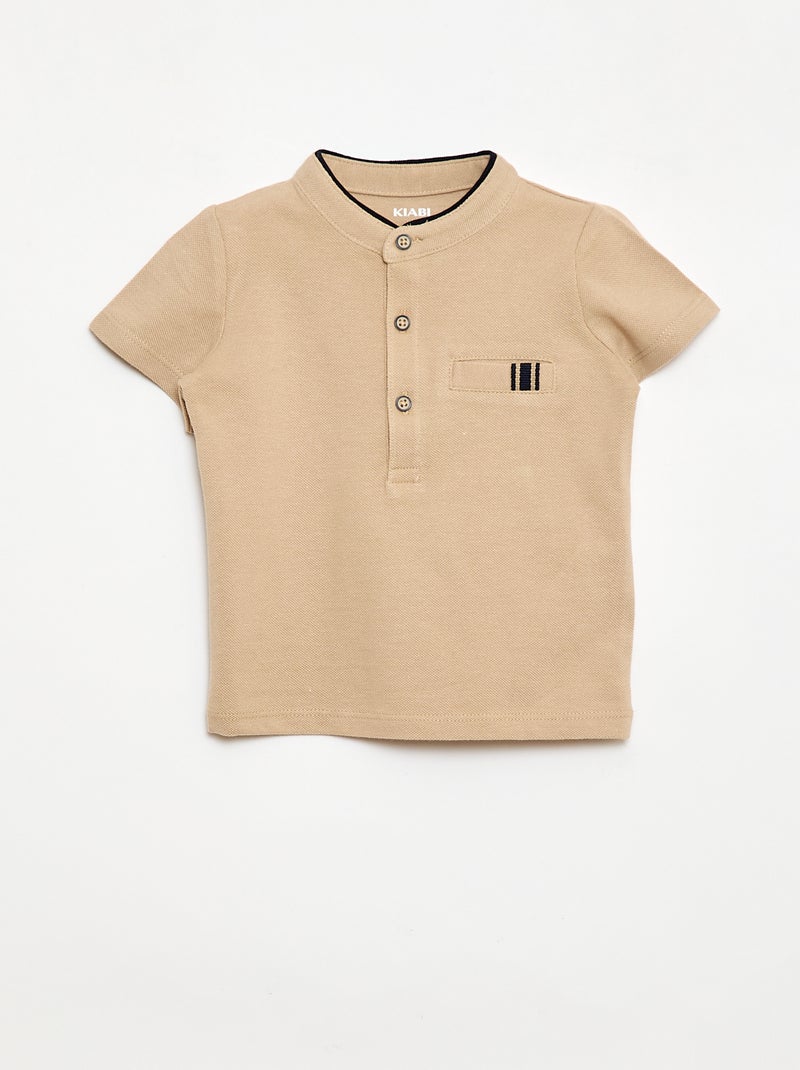 Conjunto polo + calções - 2 peças Bege - Kiabi