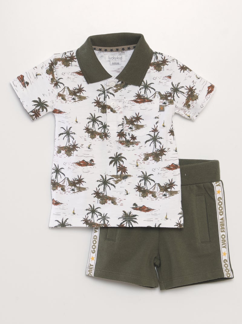 Conjunto polo e t-shirt - 2 peças CAQUI - Kiabi