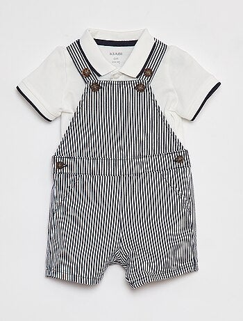 Conjunto polo + jardineiras - 2 peças