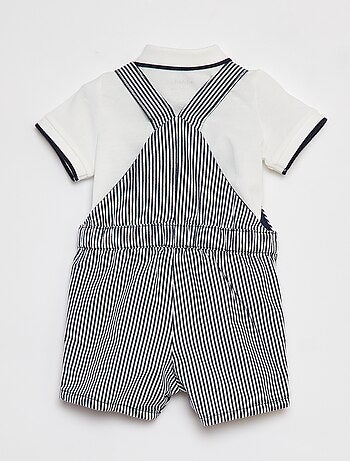 Conjunto polo + jardineiras - 2 peças