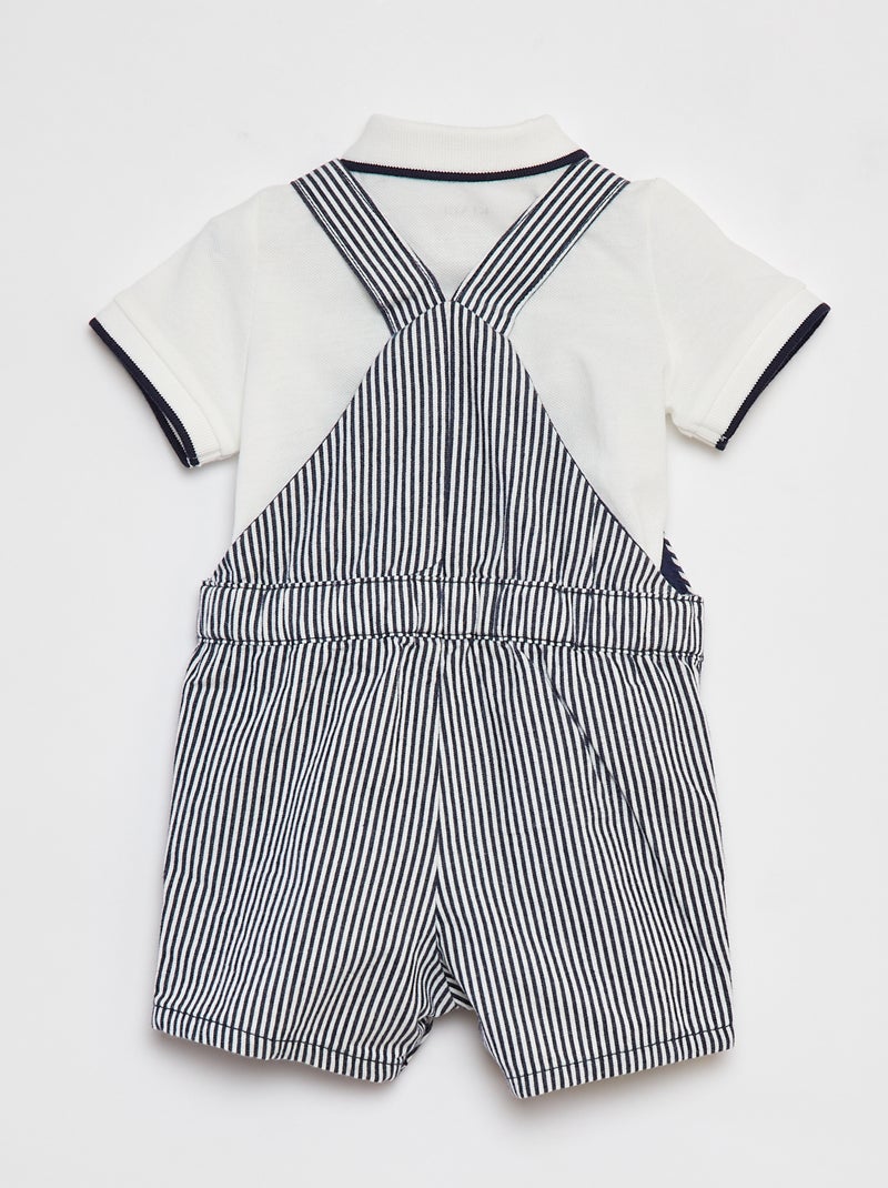 Conjunto polo + jardineiras  - 2 peças BRANCO - Kiabi