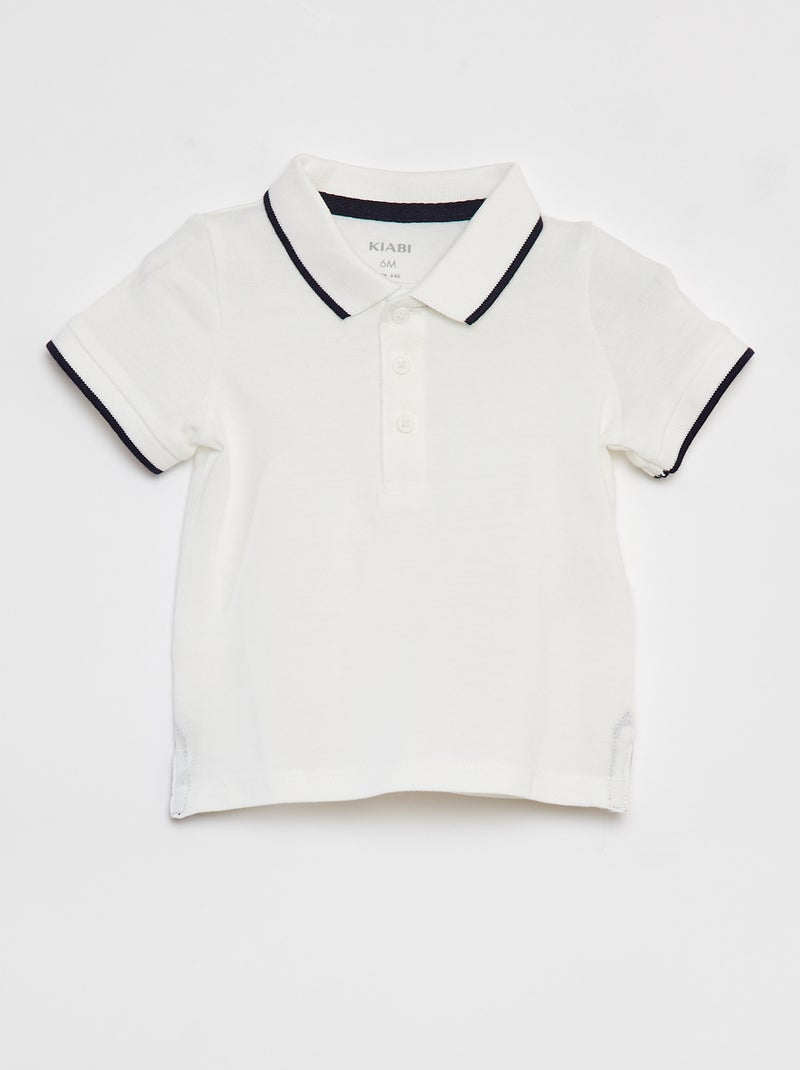 Conjunto polo + jardineiras  - 2 peças BRANCO - Kiabi