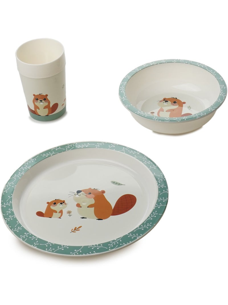 Conjunto refeição 2ª idade thermobaby gusto: assento elevatório + 5 caixas Verde sálvia - Kiabi
