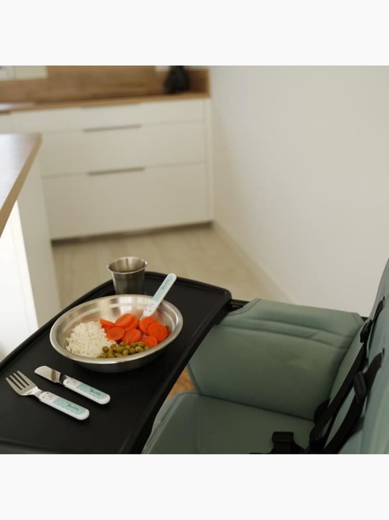 Conjunto refeição thermobaby em inox 18/10 com copo, taça, prato e talheres Cinza - Kiabi
