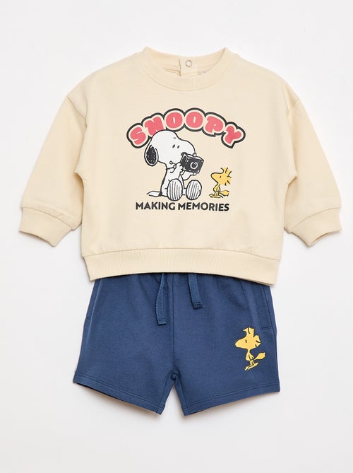 Conjunto 'Snoopy' 2 peças sweat + calções - Kiabi