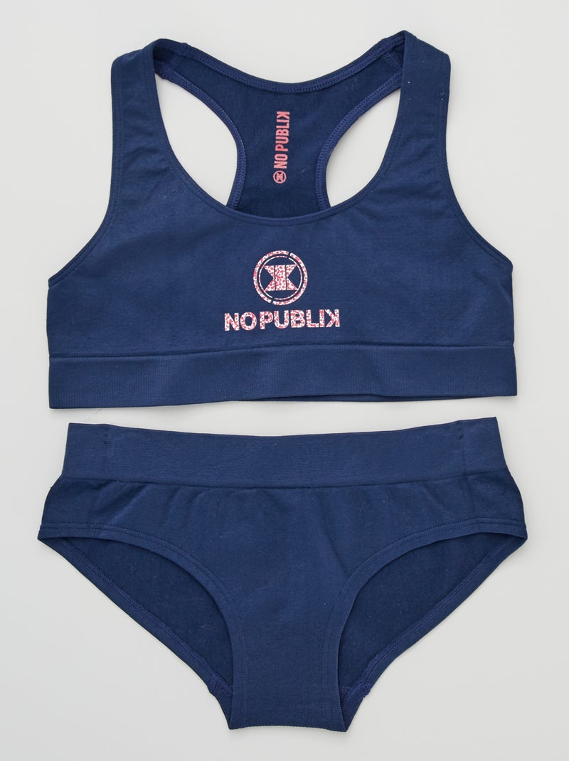 Conjunto soutien + cuecas 'No Publik' Azul Marinho - Kiabi