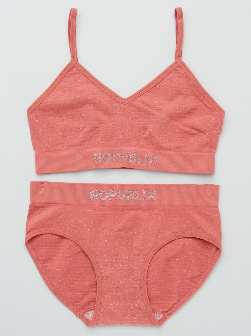 Conjunto soutien + cuecas 'No Publik' Rosa - Kiabi