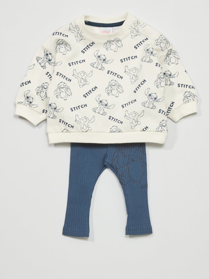 Conjunto 'Stitch' sweatshirt + calças  - 3 peças BRANCO - Kiabi