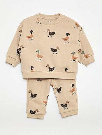 Conjunto sweat + calças de jogging com estampado fantasia - 2 peças