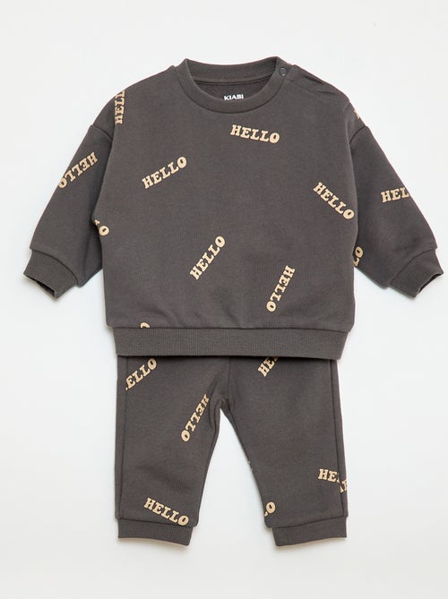 Conjunto sweat + calça de jogging com estampado fantasia - 2 peças - Kiabi