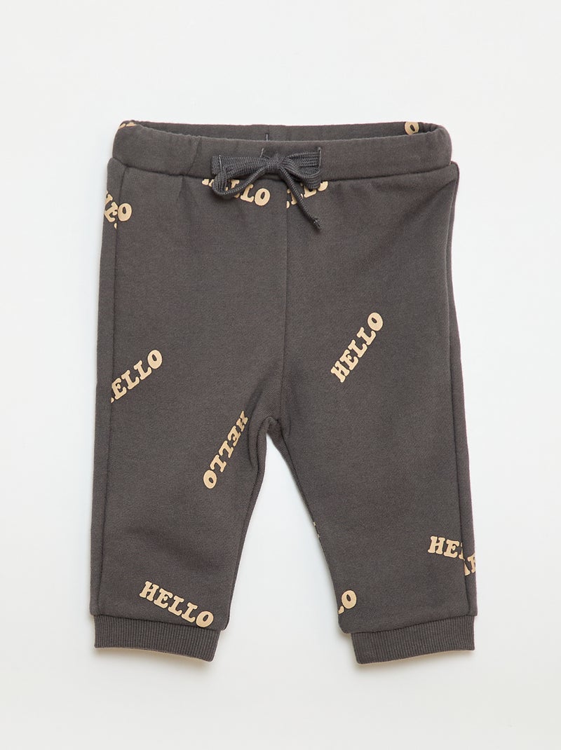 Conjunto sweat + calça de jogging com estampado fantasia - 2 peças Cinza - Kiabi