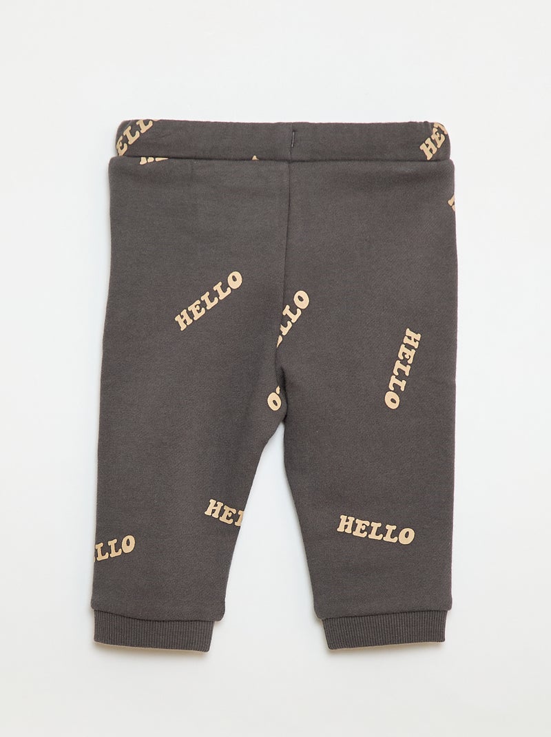 Conjunto sweat + calça de jogging com estampado fantasia - 2 peças Cinza - Kiabi