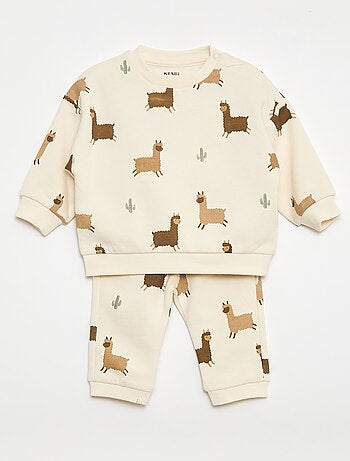 Conjunto sweat + calças de jogging com estampado fantasia - 2 peças