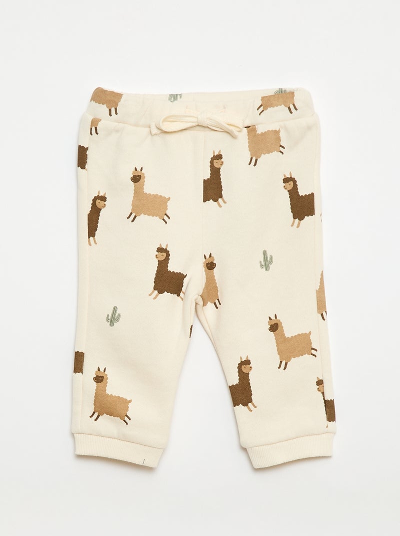 Conjunto sweat + calças de jogging com estampado fantasia - 2 peças Bege - Kiabi