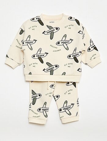 Conjunto sweat + calças de jogging com estampado fantasia - 2 peças