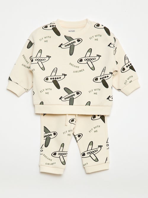 Conjunto sweat + calças de jogging com estampado fantasia - 2 peças - Kiabi