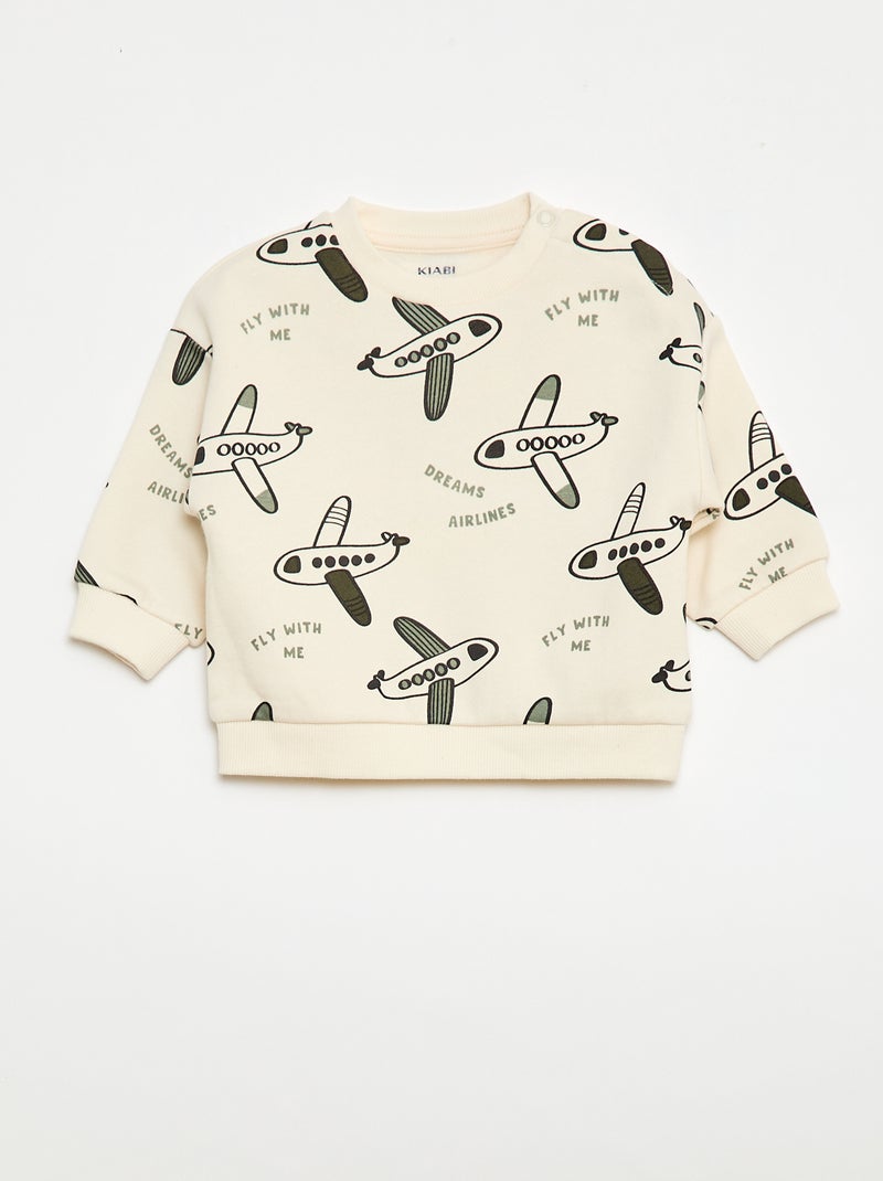 Conjunto sweat + calças de jogging com estampado fantasia - 2 peças Bege - Kiabi