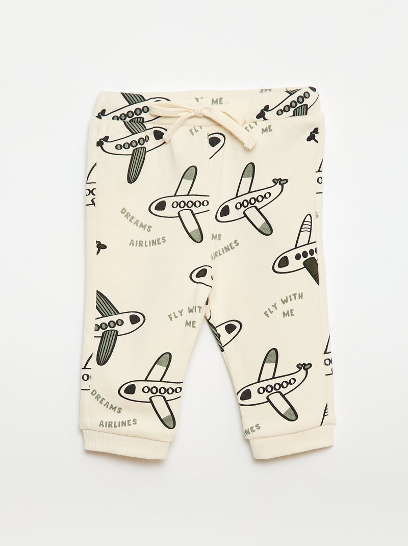 Conjunto sweat + calças de jogging com estampado fantasia - 2 peças Bege - Kiabi